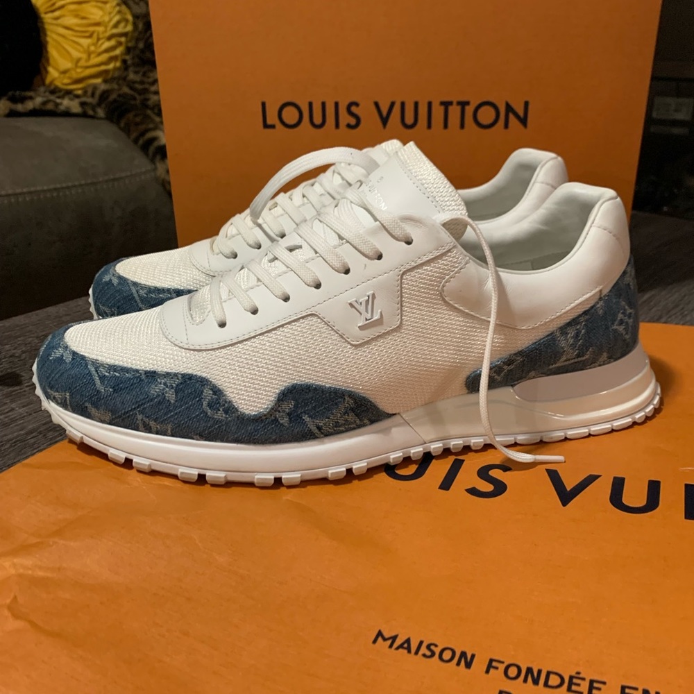 Authentic Louis Vuitton Run Away sneakers monogram denim leather size 11